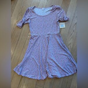 NWT LuLaRoe Nicole Dress Womens 2XL Pink Floral Fit and Flare Ditsy Pastel C21